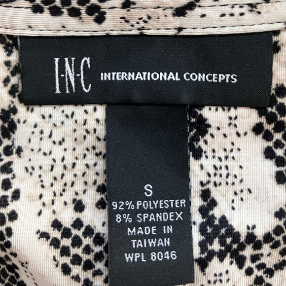 INC Black Cream Print Dress Size Small - Picture 3 of 3